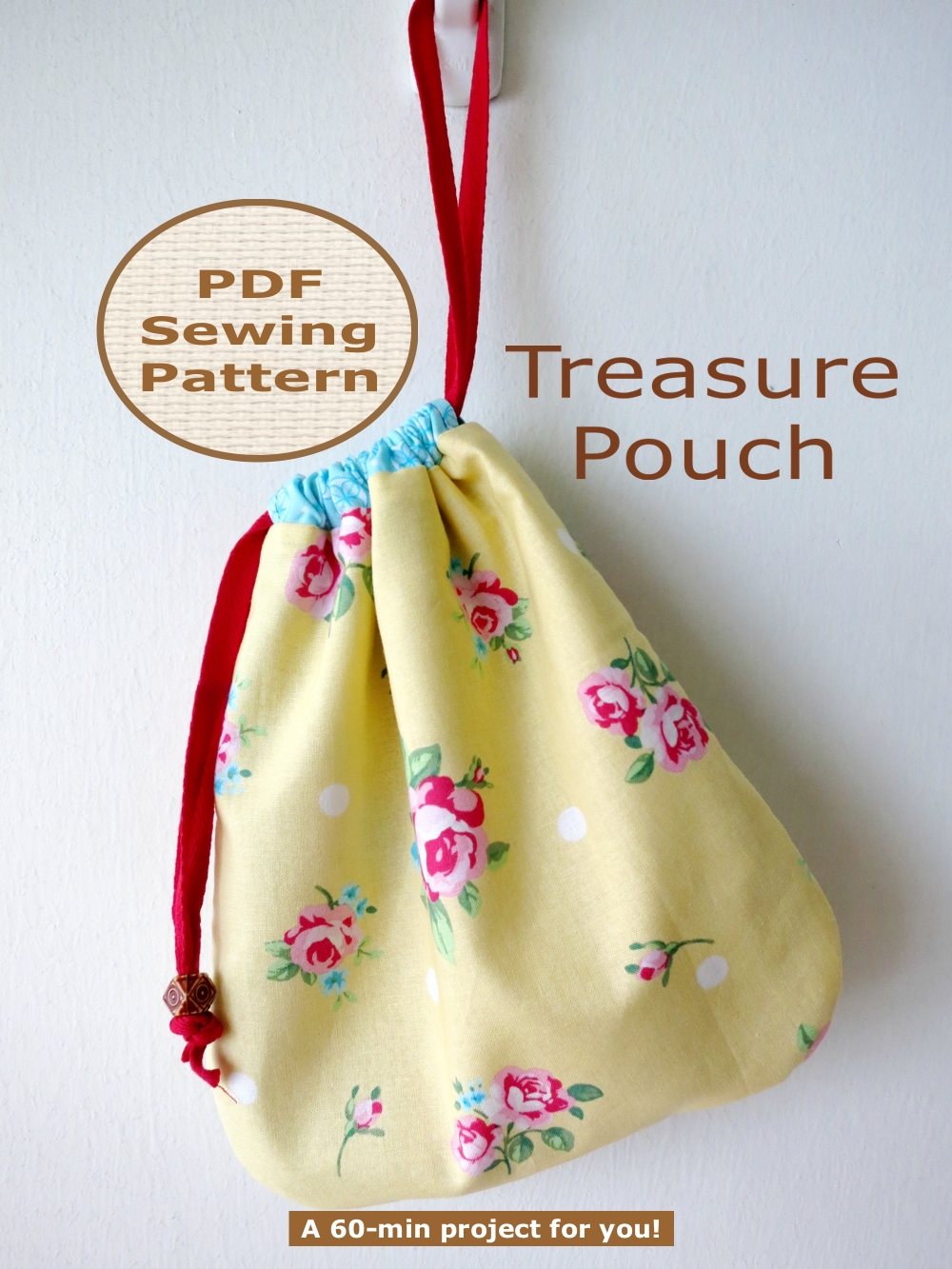 BEGINNER 60-min PDF Bag Sewing Pattern And Tutorial - Treasure Pouch on Luulla